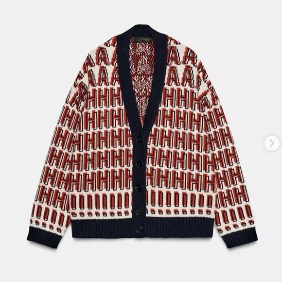 Zara Home Alone Logo Wool blend knit Jacket Cardigan NWT - Picture 10 of 16